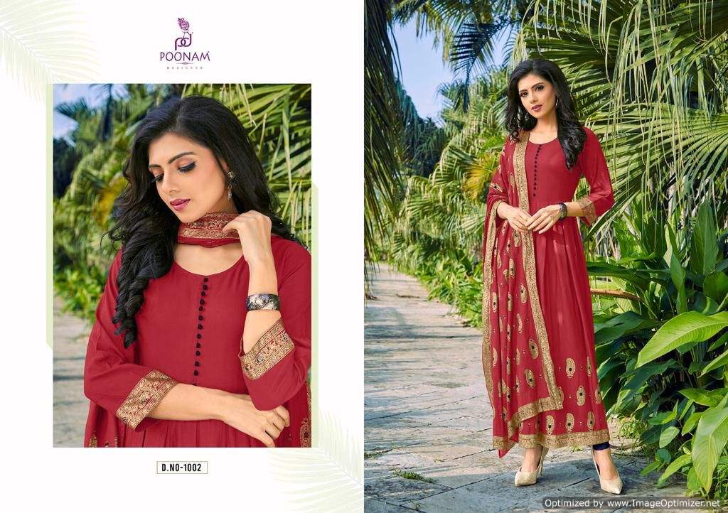 Poonam Sruthi Latest Ethnic Wear Anarkali Kurti With Dupatta Readymade Collection